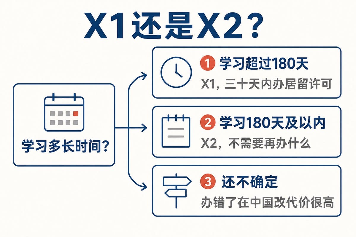 X1还是X2:学习超过180天;学习180天及以内;还不确定
